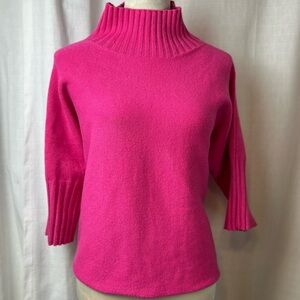 Rain + Rose Chic Hot Pink Turtleneck Sweater